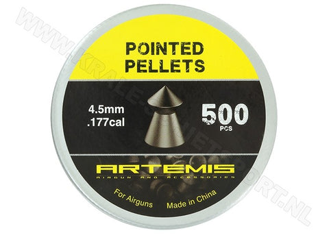Artemis Pellets .177 Cal, 7.5 Grains, Pointed, 500ct - Pack of 3 Tins