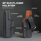 Gun Flower IWB Kydex Holster with Leather Lining Fits Glock 19, Glock 19X