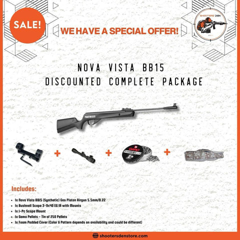Nova Vista BB15 Synthetic Gas Piston Airgun 5.5mm/0.22 Discounted Complete Package