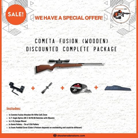 Cometa Fusion (Wooden) Airgun 5.5mm/0.22 Discounted Complete Package