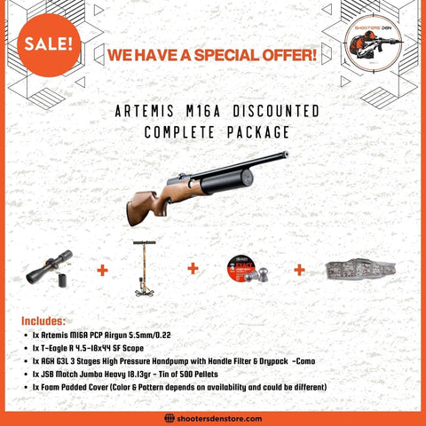 Artemis M16A PCP Airgun 5.5mm/0.22 Discounted Complete Package