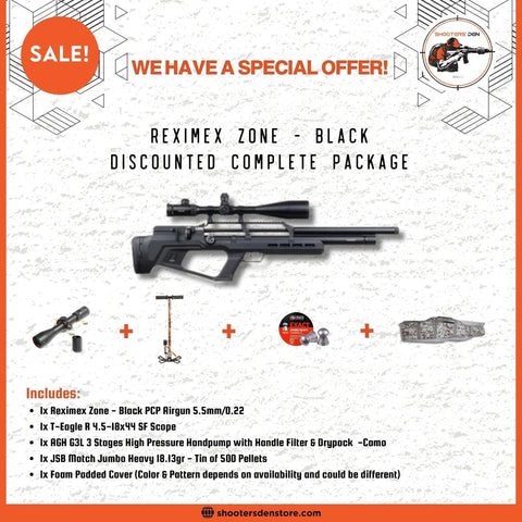 Reximex Zone - Black PCP Airgun 5.5mm/0.22 Discounted Package