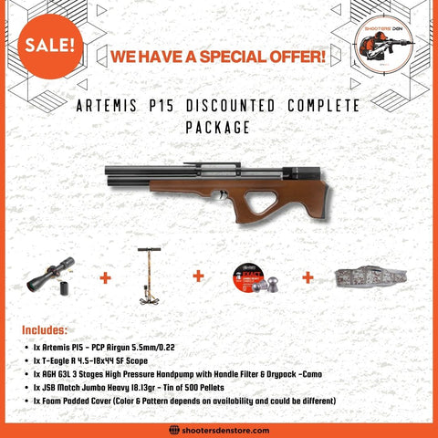 Artemis/Snow Peak P15 Wooden PCP Airgun 5.5mm/0.22 Discounted Complete Package