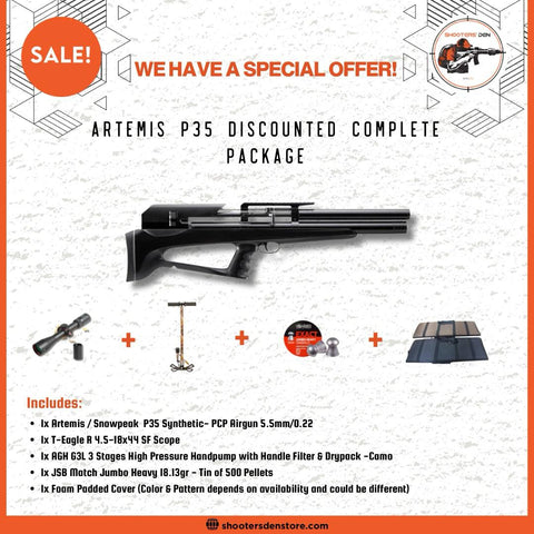 Artemis/Snow Peak P35 Synthetic PCP Airgun 5.5mm/0.22 Discounted Complete Package