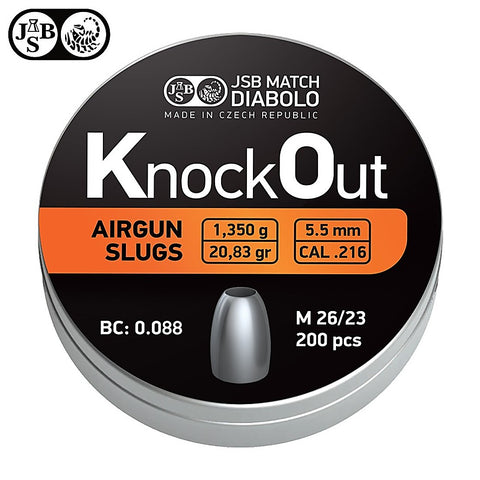 JSB Knockout Slugs .216 Cal, 20.83gr, Hollowpoint, 200ct