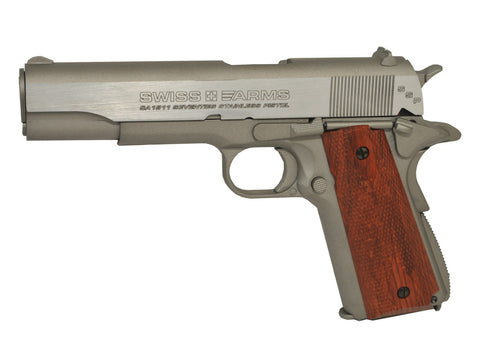 Swiss Arms SA 1911 Seventies Co2 Powered BB Air Pistol 4.5mm/0.177 - Stainless Steel - Blowback