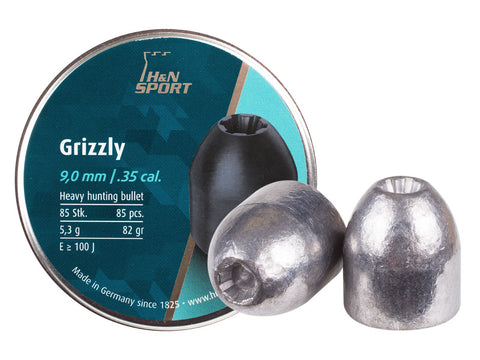 H&N Grizzly Pellets, .357 Cal, 82 Grains, Hollowpoint, 85ct