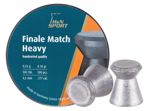 H&N Finale Match Heavy .177 Cal, 8.18 Grains, 4.5mm, Wadcutter, 500ct