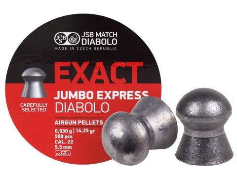 JSB Diabolo Exact Jumbo Express .22 Cal, 14.35 Grains, Domed, 500ct